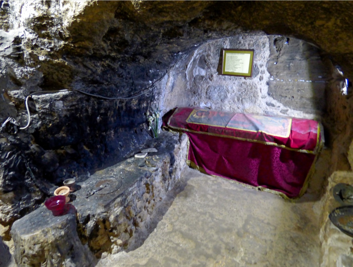 The tomb traditionally associated with Saint Barnabas, in a vaulted underground chamber near Salamis, Cyprus.