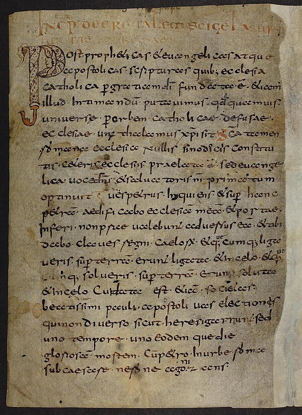 A page from the original Decretum Gelasianum manuscript, circa 496 AD
